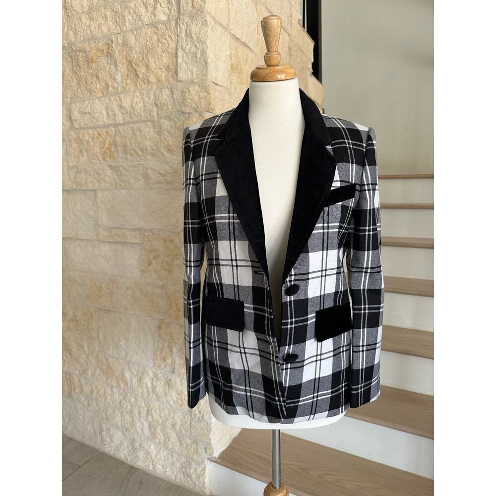 Hunter Bell Catherine Blazer Black White Plaid Checkered Large NEW - Picture 6 of 11